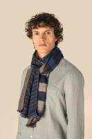 Blue Stripes / Brown Herringbone